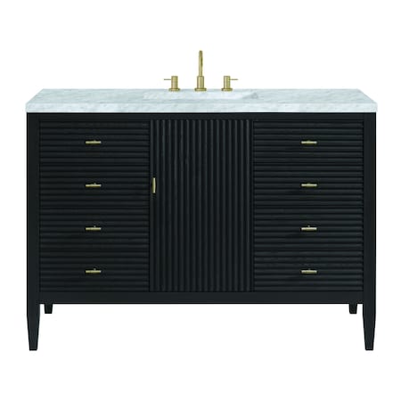 James Martin Vanities 48'' Vanity, Carbon Oak w/ 3 CM Carrara White Marble Top 485-V48-CBO-3CAR